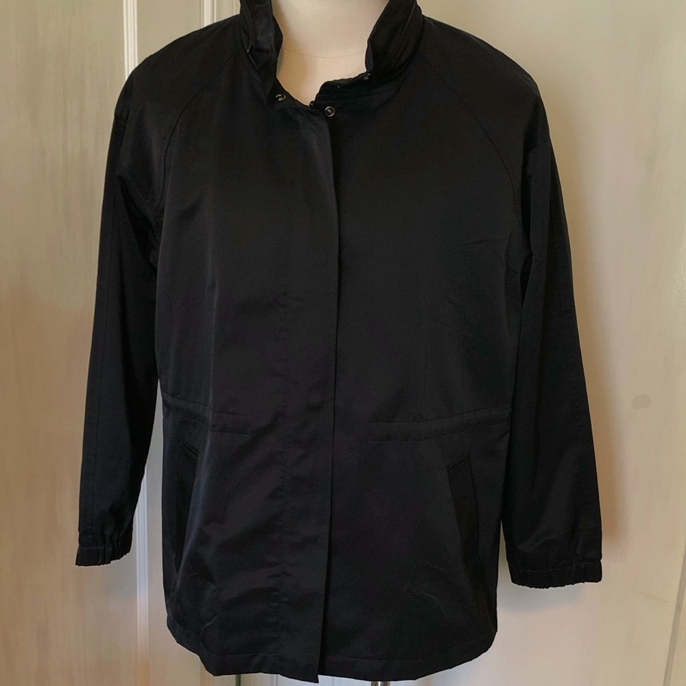 Eileen Fisher Stand Collar Hidden Hood Jacket